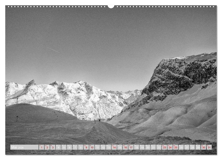 Produktbild: Arlberg black and white (Wandkalender 2026 DIN A2 quer), CALVENDO Monatskalender