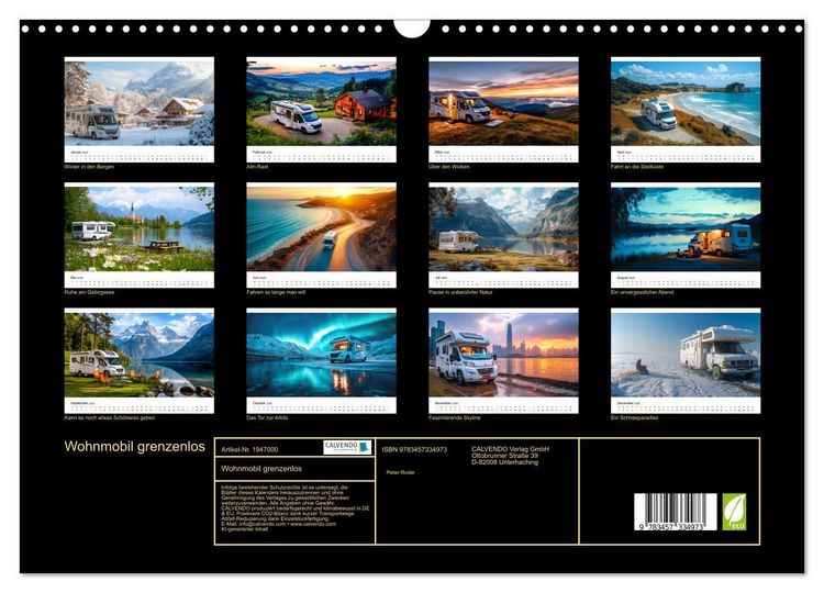 Produktbild: Wohnmobil grenzenlos (Wandkalender 2026 DIN A3 quer), CALVENDO Monatskalender