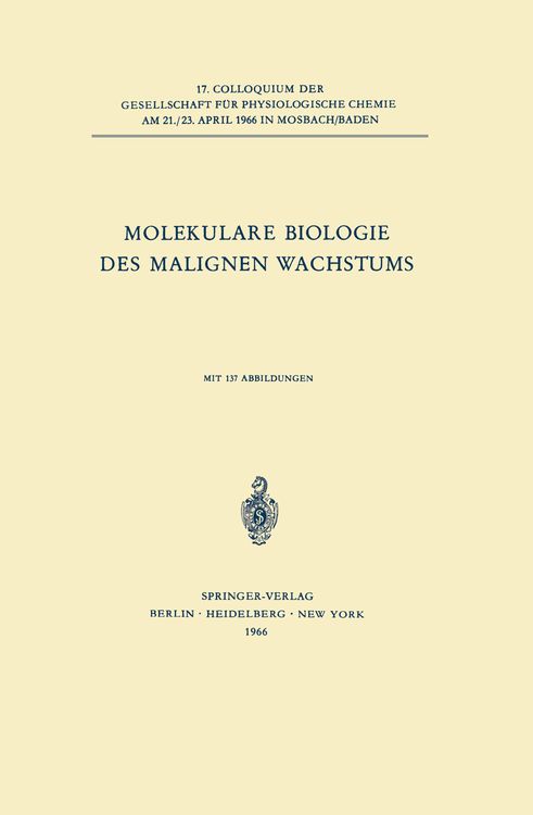 Produktbild: Molekulare Biologie des Malignen Wachstums