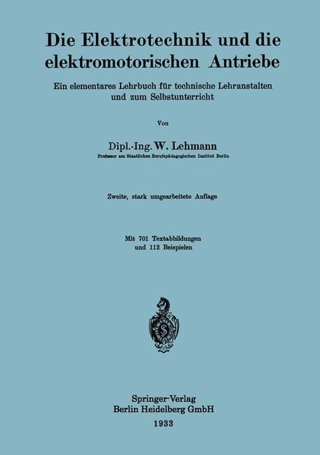 Produktbild: Die Elektrotechnik und die elektromotorischen Antriebe