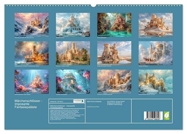Produktbild: M&auml;rchenschl&ouml;sser - Imposante Fantasiepal&auml;ste (hochwertiger Premium Wandkalender 2026 DIN A2 quer), Kunstdruck in Hochglanz