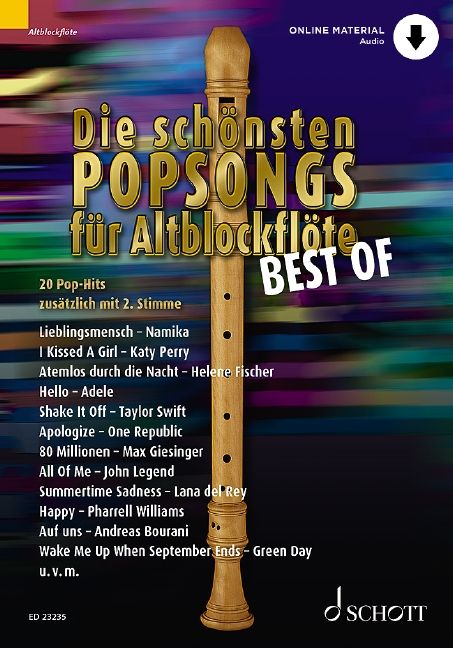 Produktbild: Die sch&ouml;nsten Popsongs f&uuml;r Alt-Blockfl&ouml;te BEST OF
