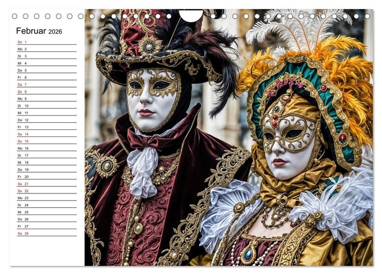 Produktbild: M&auml;rchenhafte Maskerade KI - Karnevalserlebnis in Venedig (Wandkalender 2026 DIN A4 quer), CALVENDO Monatskalender