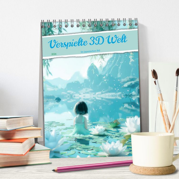 Produktbild: Verspielte 3D Welt - Im japanischen Stil (Tischkalender 2026 DIN A5 hoch), CALVENDO Monatskalender