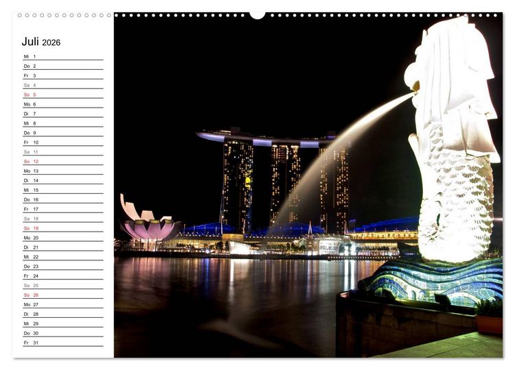 Produktbild: Singapur - Die Farben der Nacht (Wandkalender 2026 DIN A2 quer), CALVENDO Monatskalender