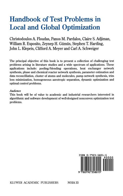 Produktbild: Handbook of Test Problems in Local and Global Optimization