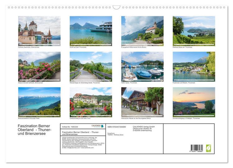Produktbild: Faszination Berner Oberland - Thuner- und Brienzersee (Wandkalender 2026 DIN A2 quer), CALVENDO Monatskalender