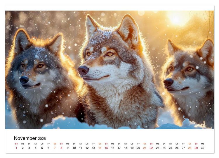 Produktbild: Im Reich der W&ouml;lfe (Wandkalender 2026 DIN A2 quer), CALVENDO Monatskalender