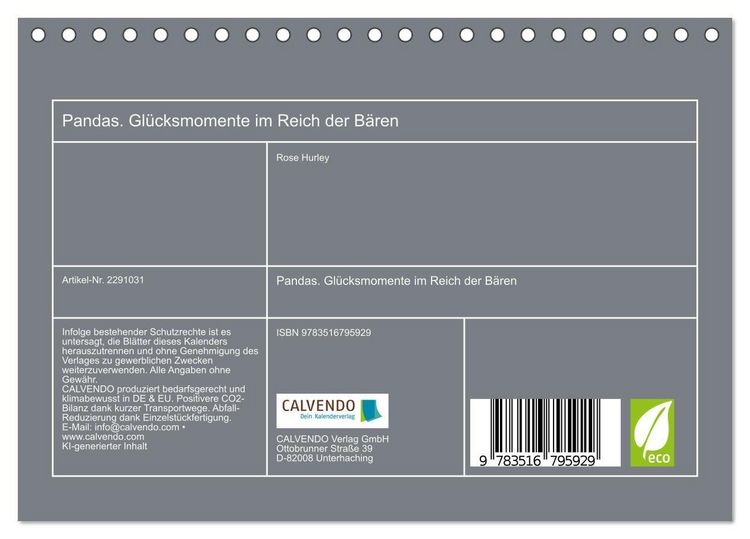 Produktbild: Pandas. Gl&uuml;cksmomente im Reich der B&auml;ren (Tischkalender 2027 DIN A5 quer), CALVENDO Monatskalender