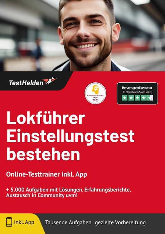 Produktbild: Lokf&uuml;hrer Einstellungstest bestehen: Online-Testtrainer inkl. App | + 5.000 Aufgaben mit L&ouml;sungen, Erfahrungsberichte, Austausch in Community uvm!