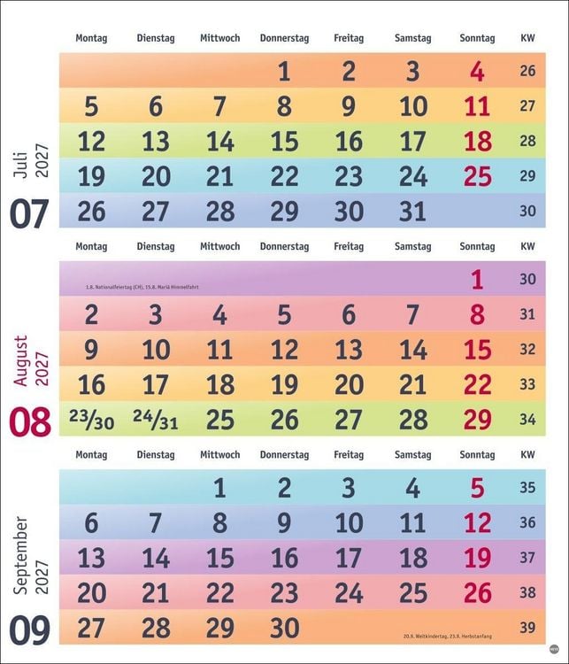 Produktbild: Bunte Wochen 3-Monatsplaner 2027