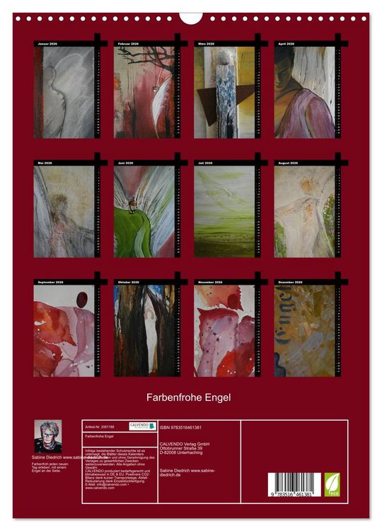 Produktbild: Farbenfrohe Engel (Wandkalender 2026 DIN A3 hoch), CALVENDO Monatskalender