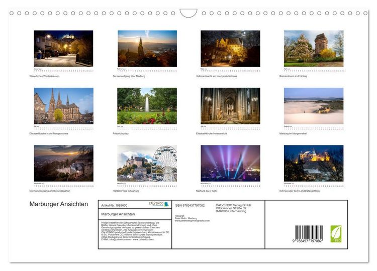 Produktbild: Marburger Ansichten (Wandkalender 2026 DIN A3 quer), CALVENDO Monatskalender