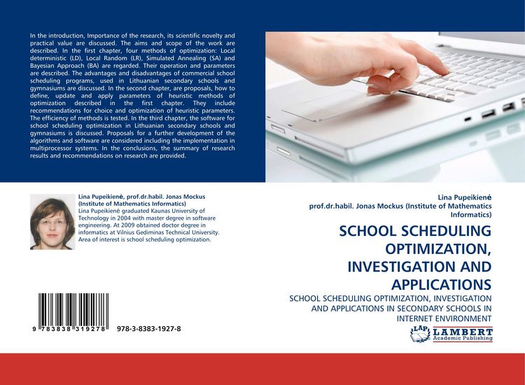 Produktbild: School Scheduling Optimization, Investigation and Applications