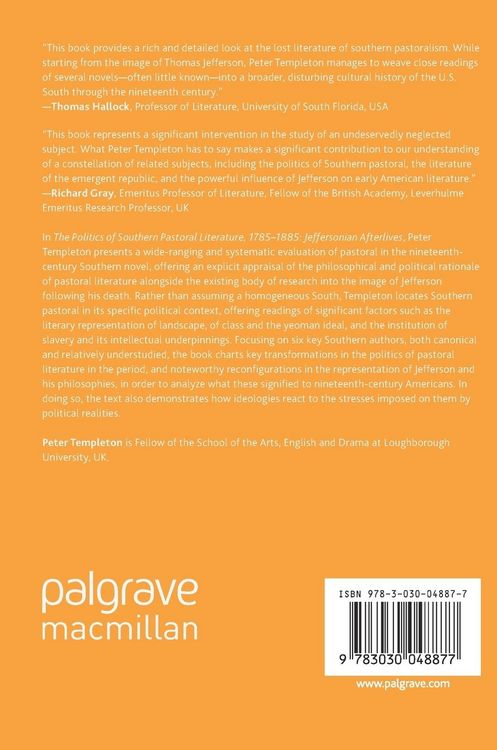 Produktbild: The Politics of Southern Pastoral Literature, 1785&ndash;1885
