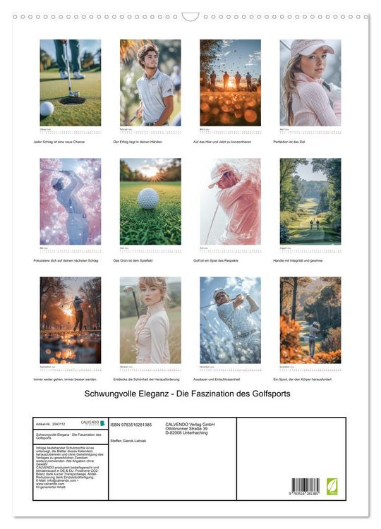 Produktbild: Schwungvolle Eleganz - Die Faszination des Golfsports (Wandkalender 2026 DIN A2 hoch), CALVENDO Monatskalender