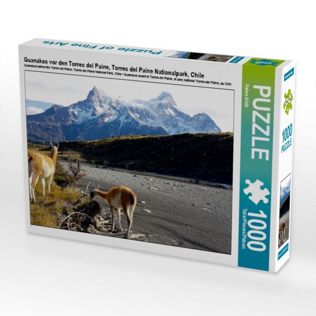 Produktbild: CALVENDO Puzzle Guanakos vor den Torres del Paine, Torres del Paine Nationalpark, Chile | 1000 Teile Lege-Gr&ouml;&szlig;e 64x48cm Foto-Puzzle f&uuml;r gl&uuml;ckliche Stunden