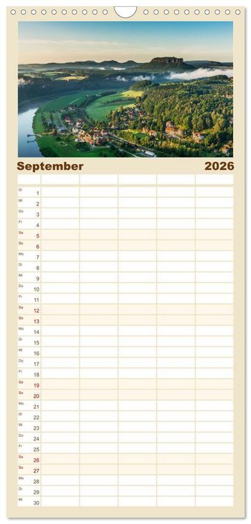 Produktbild: Familienplaner 2026 - S&auml;chsische Schweiz / Geburtstagsplaner mit 5 Spalten (Wandkalender, 21 x 45 cm) CALVENDO