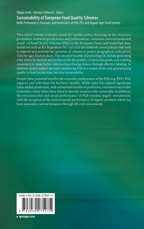 Produktbild: Sustainability of European Food Quality Schemes