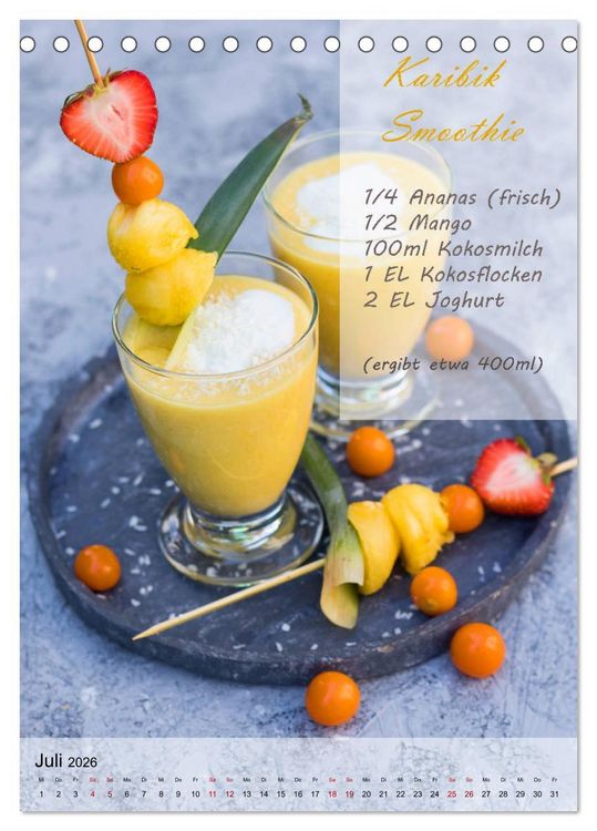 Produktbild: Smoothies zum Selbermachen (Tischkalender 2026 DIN A5 hoch), CALVENDO Monatskalender