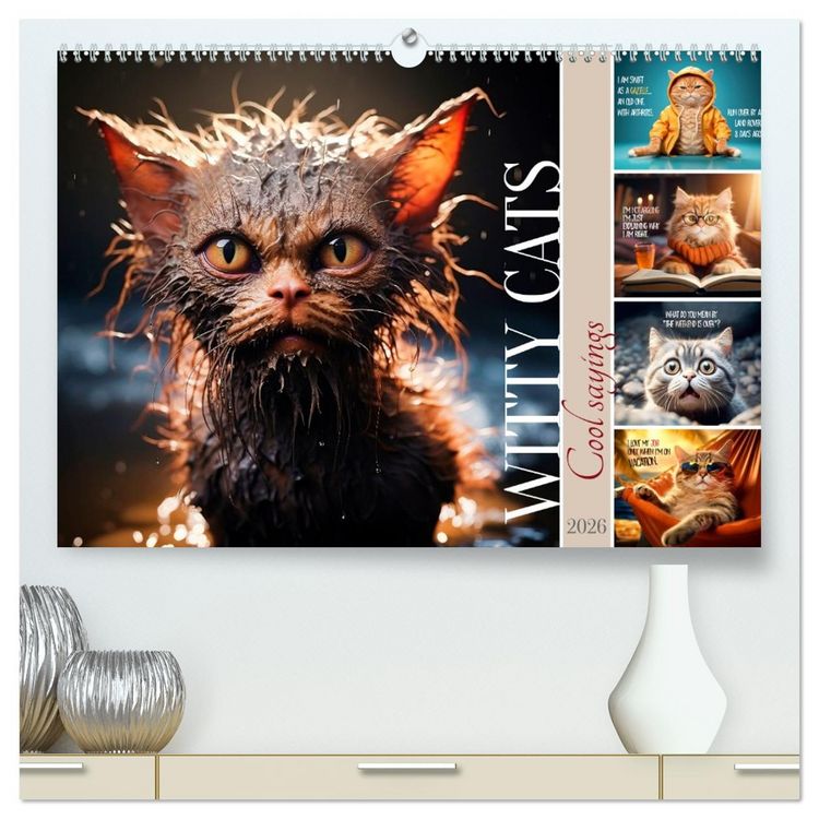 Produktbild: WITTY CATS Cool sayings (High Quality Premium Wall Calendar 2026 DIN A2 landscape),CALVENDO 12 Month Wall Calendar
