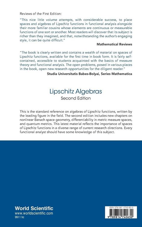 Produktbild: Lipschitz Algebras (2nd Ed)