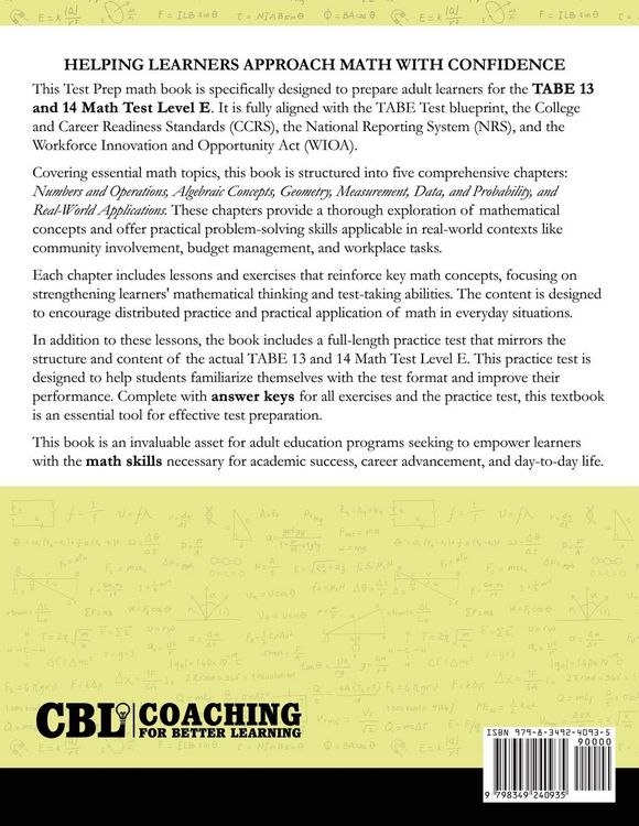 Produktbild: Test Prep Book for TABE 13 and 14 Math Test Level E
