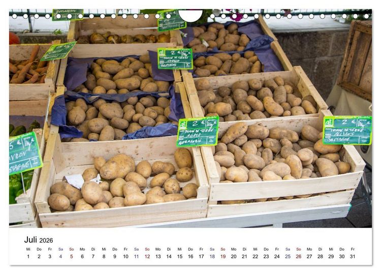 Produktbild: March&eacute; hebdomadaire - Ein Rundgang &uuml;ber einen franz&ouml;sischen Wochenmarkt (Wandkalender 2026 DIN A4 quer), CALVENDO Monatskalender