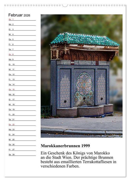 Produktbild: Brunnenkunst in Wien (hochwertiger Premium Wandkalender 2026 DIN A2 hoch), Kunstdruck in Hochglanz