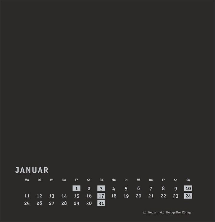 Produktbild: Premium-Bastelkalender schwarz gro&szlig; 2027