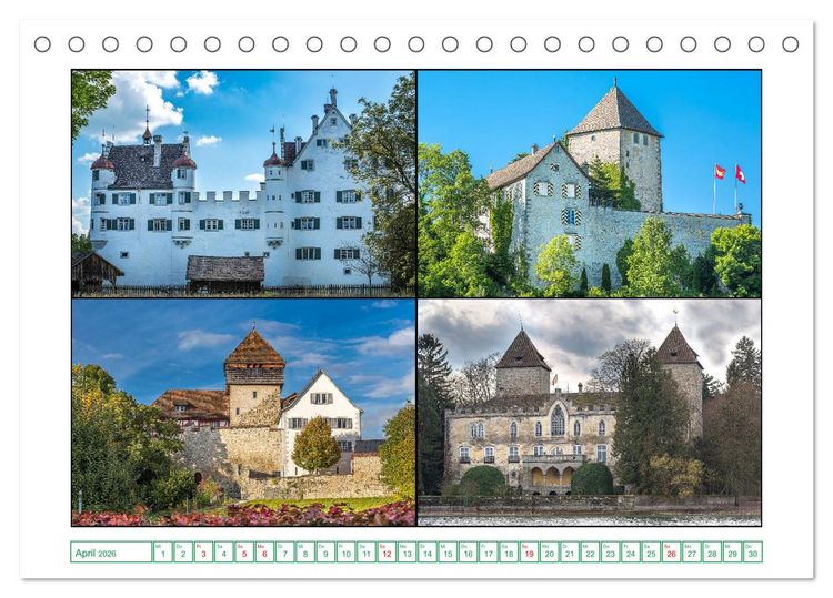 Produktbild: Schl&ouml;sser und Burgen in der n&ouml;rdlichen Schweiz (Tischkalender 2026 DIN A5 quer), CALVENDO Monatskalender
