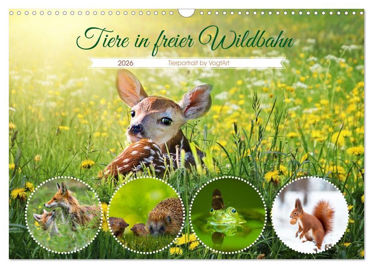 Produktbild: Tiere in freier Wildbahn by VogtArt (Wandkalender 2026 DIN A3 quer), CALVENDO Monatskalender