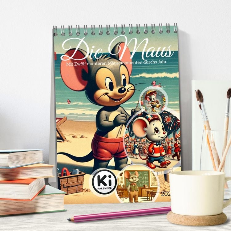 Produktbild: Die Maus - Mit Zw&ouml;lf munteren M&auml;usemomenten durchs Jahr (Tischkalender 2026 DIN A5 hoch), CALVENDO Monatskalender