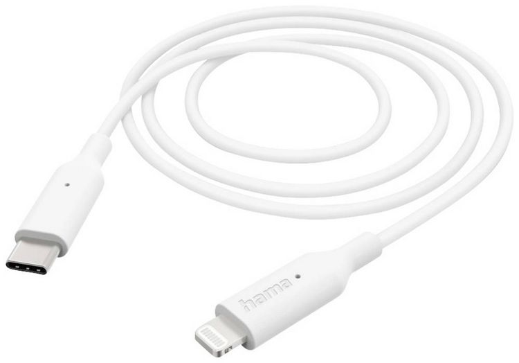Produktbild: Hama USB-Ladekabel USB 2.0 Apple Lightning Stecker, USB-C&reg; Stecker 1.00m Wei&szlig; 00201598