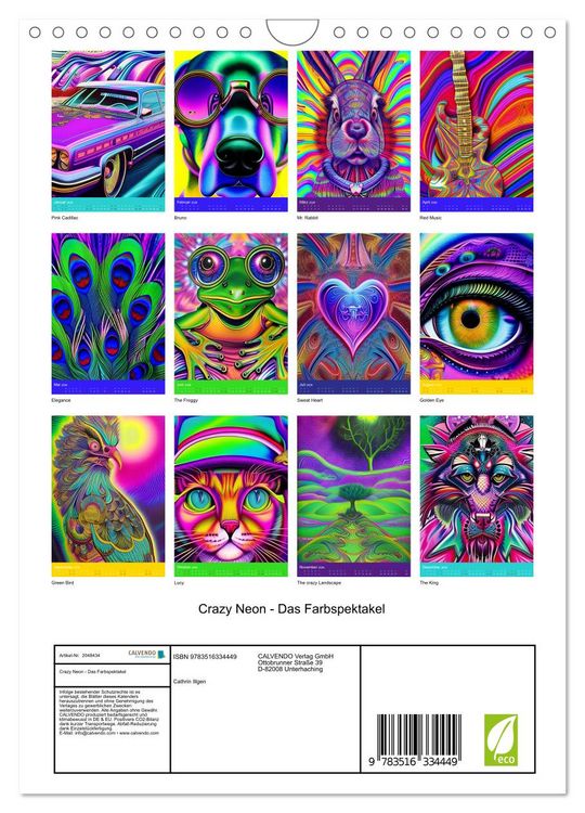 Produktbild: Crazy Neon - Das Farbspektakel (Wandkalender 2026 DIN A4 hoch), CALVENDO Monatskalender