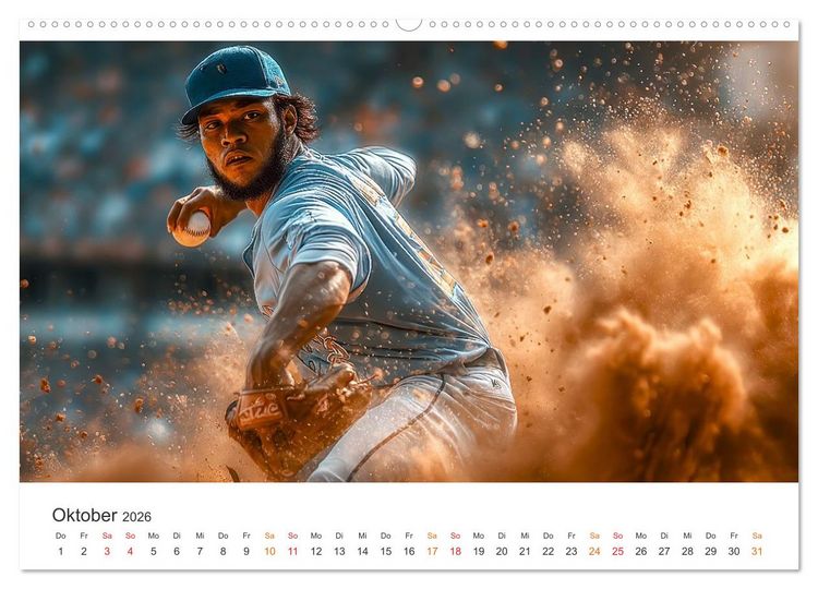 Produktbild: Power Baseball (hochwertiger Premium Wandkalender 2026 DIN A2 quer), Kunstdruck in Hochglanz