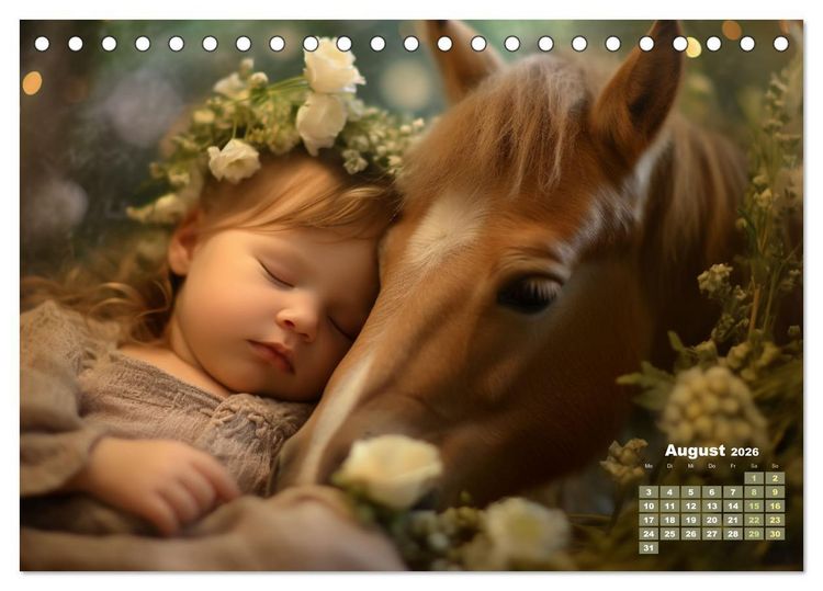 Produktbild: Kleine Schlummerparade: Babys und ihre kuscheligen Tierfreunde (Tischkalender 2026 DIN A5 quer), CALVENDO Monatskalender