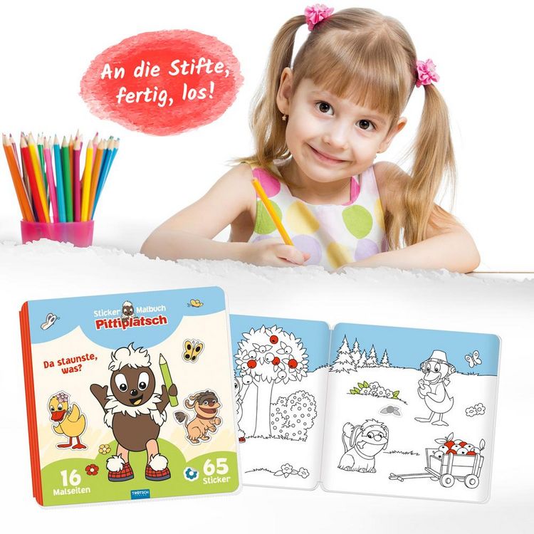 Produktbild: Tr&ouml;tsch Unser Sandm&auml;nnchen Malbuch Stickermalbuch Pittiplatsch