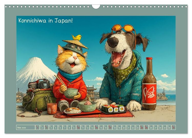 Produktbild: Weltenbummler. Hund und Katz auf Reisen (Wandkalender 2026 DIN A3 quer), CALVENDO Monatskalender