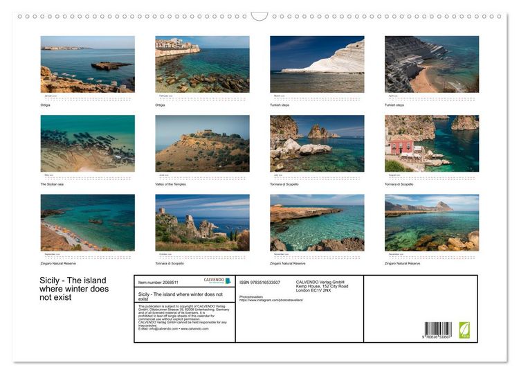Produktbild: Sicily - The island where winter does not exist (Wall Calendar 2026 DIN A2 landscape), CALVENDO 12 Month Wall Calendar