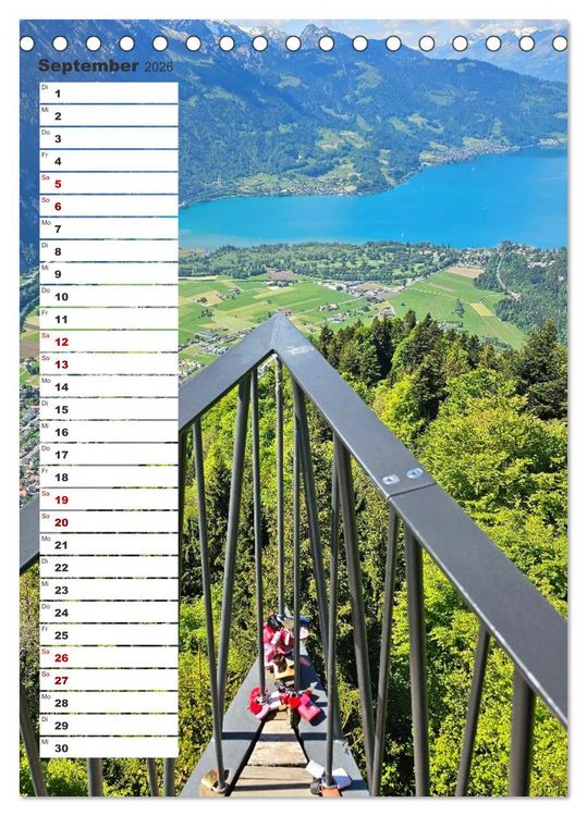 Produktbild: Schweizer Ansichten - Berge, Fl&uuml;sse und Seen in der Schweiz (Tischkalender 2026 DIN A5 hoch), CALVENDO Monatskalender