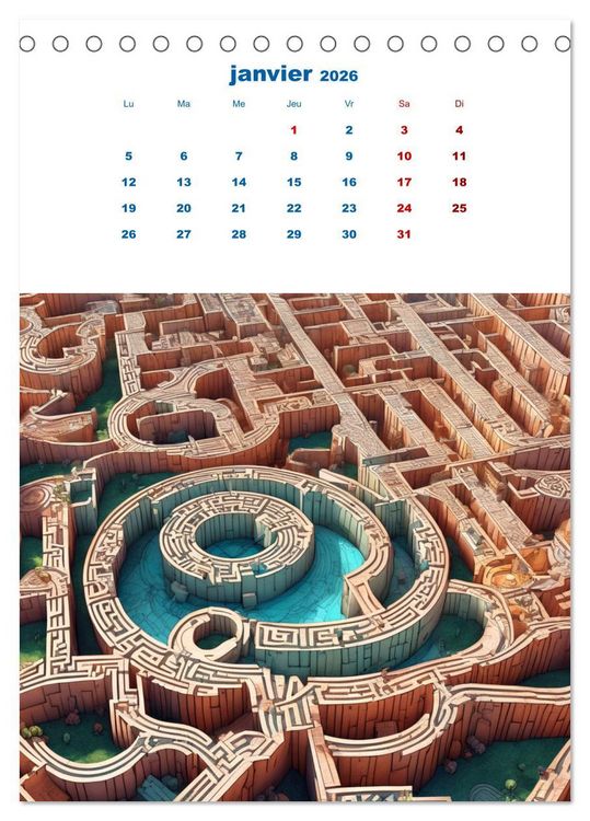 Produktbild: Les &eacute;nigmes du labyrinthe (Calendrier de bureau 2026 DIN A5 horizontal), CALVENDO calendrier mensuel