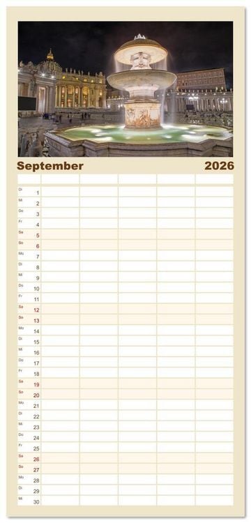 Produktbild: Familienplaner 2026 - Rom - Am Tag und in der Nacht mit 5 Spalten (Wandkalender, 21 x 45 cm) CALVENDO