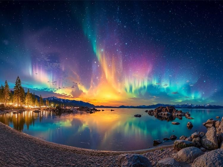 Produktbild: CALVENDO Puzzle Nordlichter am Horizont | 1000 Teile Lege-Gr&ouml;&szlig;e 64x48cm Foto-Puzzle f&uuml;r gl&uuml;ckliche Stunden