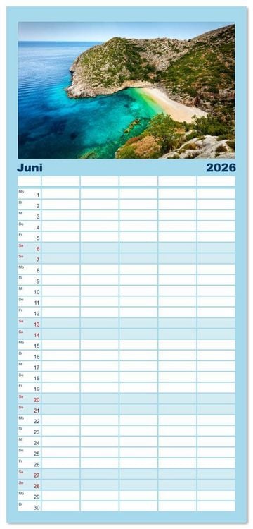 Produktbild: Familienplaner 2026 - Im Rhythmus der Wellen - Ein Jahr am Meer mit 5 Spalten (Wandkalender, 21 x 45 cm) CALVENDO