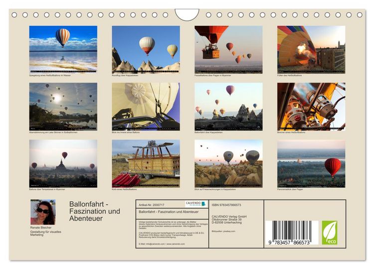Produktbild: Ballonfahrt - Faszination und Abenteuer (Wandkalender 2026 DIN A4 quer), CALVENDO Monatskalender
