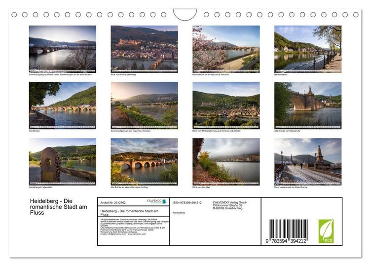 Produktbild: Heidelberg - Die romantische Stadt am Fluss (Wandkalender 2027 DIN A4 quer), CALVENDO Monatskalender