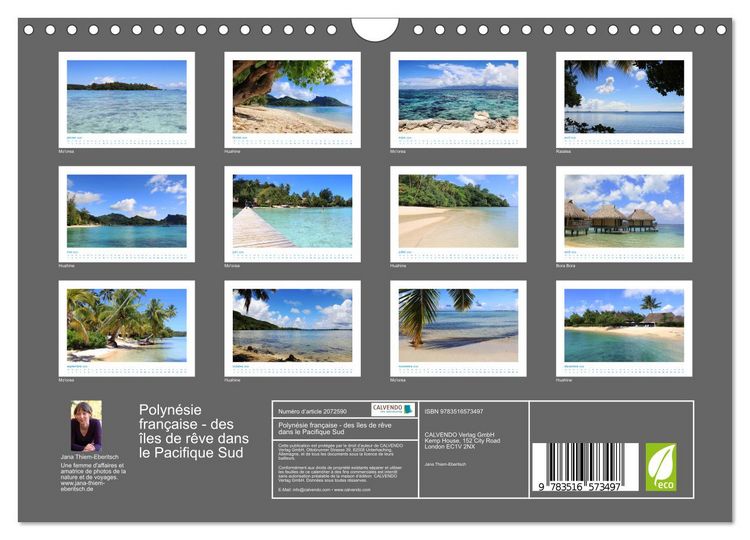 Produktbild: Polyn&eacute;sie fran&ccedil;aise - des &icirc;les de r&ecirc;ve dans le Pacifique Sud (Calendrier mural 2026 DIN A4 vertical), CALVENDO calendrier mensuel