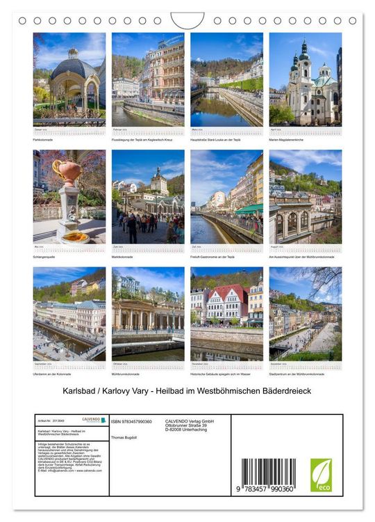 Produktbild: Karlsbad / Karlovy Vary - Heilbad im Westb&ouml;hmischen B&auml;derdreieck (Wandkalender 2026 DIN A4 hoch), CALVENDO Monatskalender