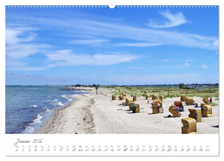 Produktbild: Seeb&auml;der an der Ostseek&uuml;ste - Mod&auml;ne Villen, bunte Strandk&ouml;rbe, Ostseebrise, Sand und Meer (hochwertiger Premium Wandkalender 2026 DIN A2 quer), Kunstdruck in Hochglanz